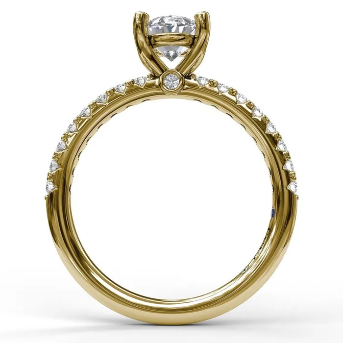 Rings FANA Classic Single Row Engagement ring with an Oval Center Diamond