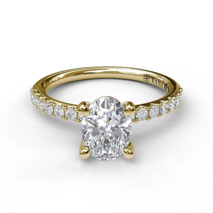 Rings FANA Classic Single Row Engagement ring with an Oval Center Diamond