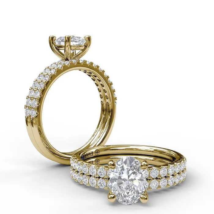 Rings FANA Classic Single Row Engagement ring with an Oval Center Diamond