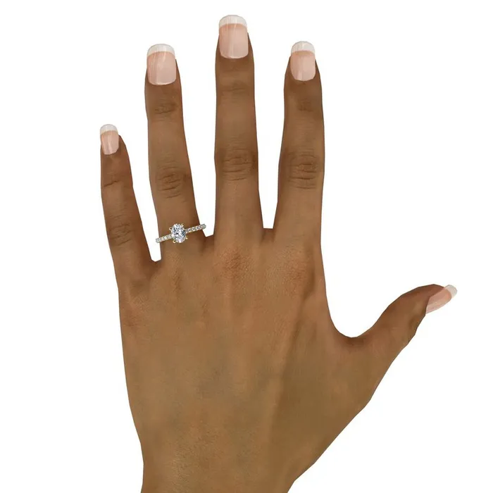 Rings FANA Classic Single Row Engagement ring with an Oval Center Diamond