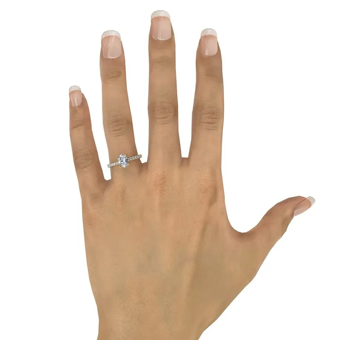 Rings FANA Classic Single Row Engagement ring with an Oval Center Diamond