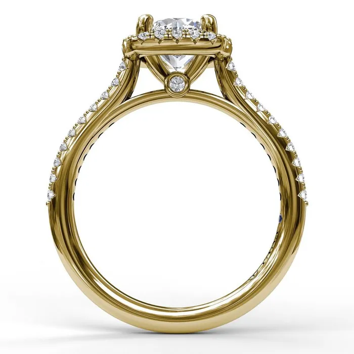 Rings FANA Delicate Cushion Halo Engagement Ring With Pave Shank