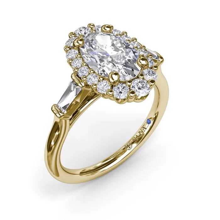 Rings FANA Diamond Baguette Halo Engagement Ring