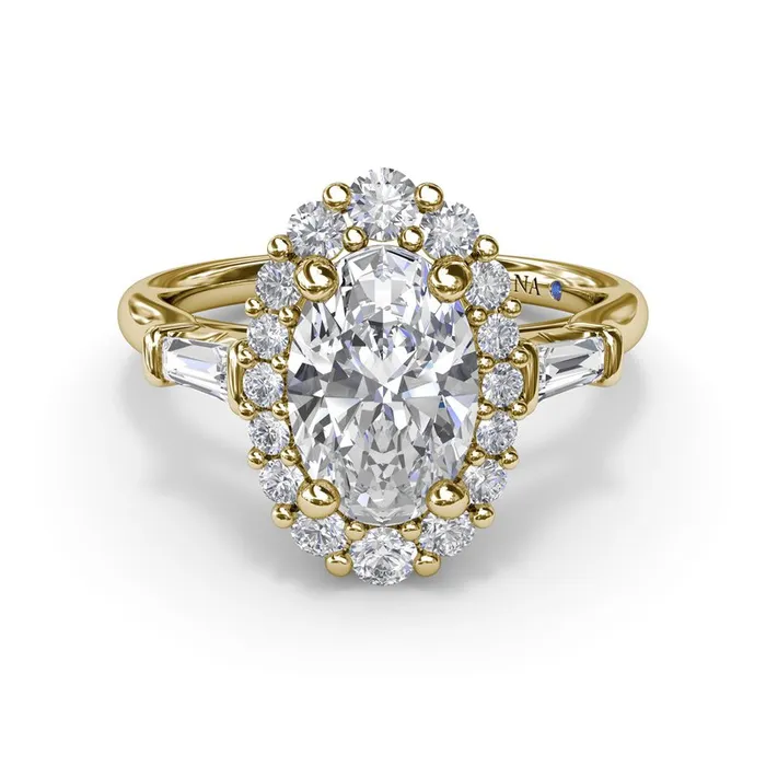 Rings FANA Diamond Baguette Halo Engagement Ring