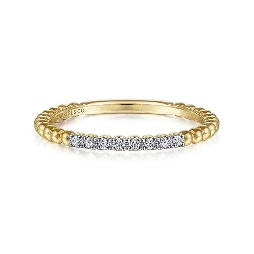 Rings GABRIEL CO 14K Yellow Gold Bujukan Bead and Diamond Stackable Ring