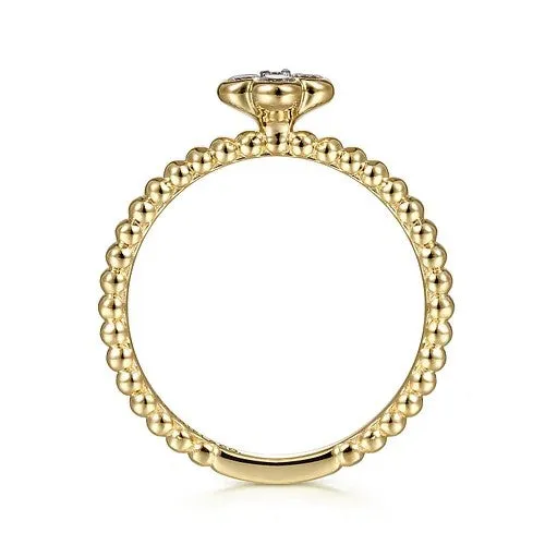 Rings GABRIEL CO 14K Yellow Gold Diamond Cluster Clover and Bujukan Bead Ring Rings GABRIEL CO 14K Yellow Gold Diamond Cluster Clover and Bujukan Bead Ring