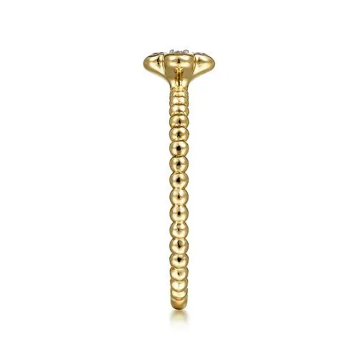 Rings GABRIEL CO 14K Yellow Gold Diamond Cluster Clover and Bujukan Bead Ring Rings GABRIEL CO 14K Yellow Gold Diamond Cluster Clover and Bujukan Bead Ring