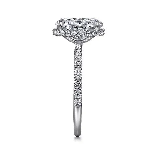 Rings GABRIEL CO Allesia 14K White Gold Oval Cut Hidden Halo Diamond Engagement Ring Setting Only