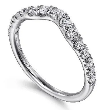 Rings GABRIEL CO Chambery Curved 14K White Gold French Pave Diamond Wedding Band 05 ct