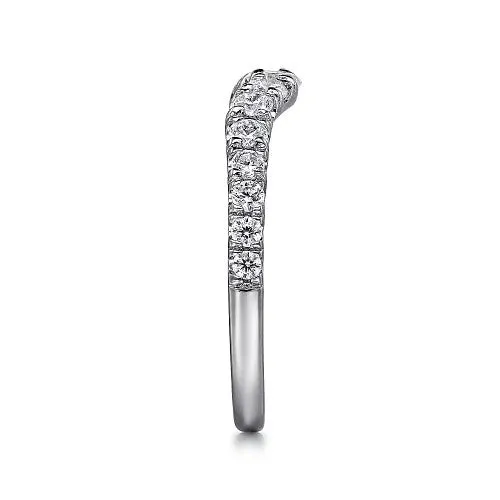 Rings GABRIEL CO Chambery Curved 14K White Gold French Pave Diamond Wedding Band 05 ct