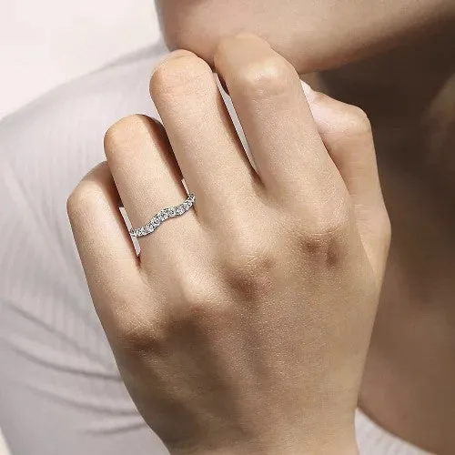 Rings GABRIEL CO Chambery Curved 14K White Gold French Pave Diamond Wedding Band 05 ct