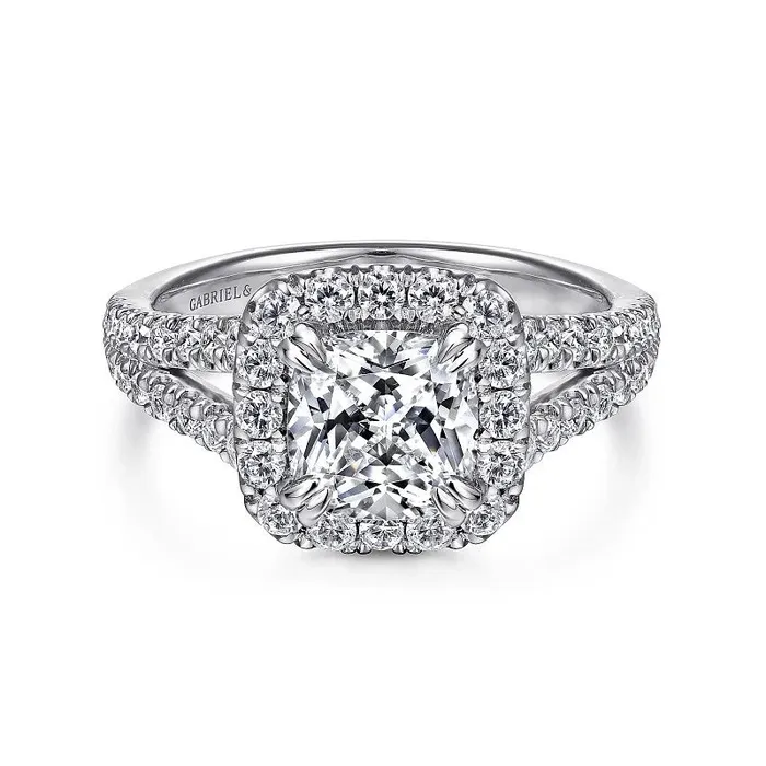 Rings GABRIEL CO James 14K White Gold Cushion Halo Diamond Engagement Ring Rings GABRIEL CO James 14K White Gold Cushion Halo Diamond Engagement Ring