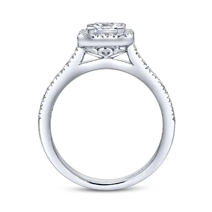 Rings GABRIEL CO Patience 14K White Gold Princess Halo Diamond Engagement Ring