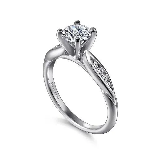 Rings GABRIEL CO Quinn 14K White Gold Round Diamond Channel Set Engagement Ring Setting only center stone not included
