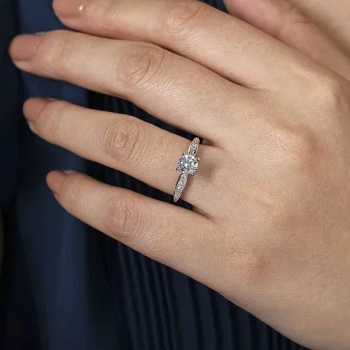 Rings GABRIEL CO Quinn 14K White Gold Round Diamond Channel Set Engagement Ring Setting only center stone not included