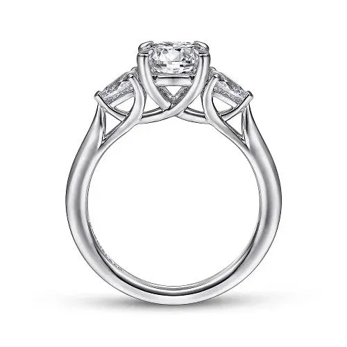 Rings GABRIEL CO Sunday 14K White Gold Round 3 Stone Diamond Engagement Ring Setting Only