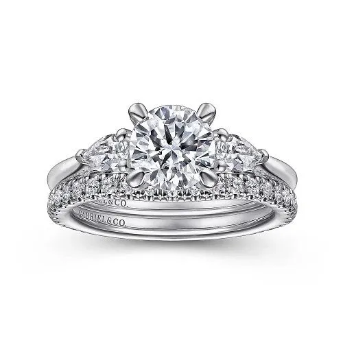 Rings GABRIEL CO Sunday 14K White Gold Round 3 Stone Diamond Engagement Ring Setting Only