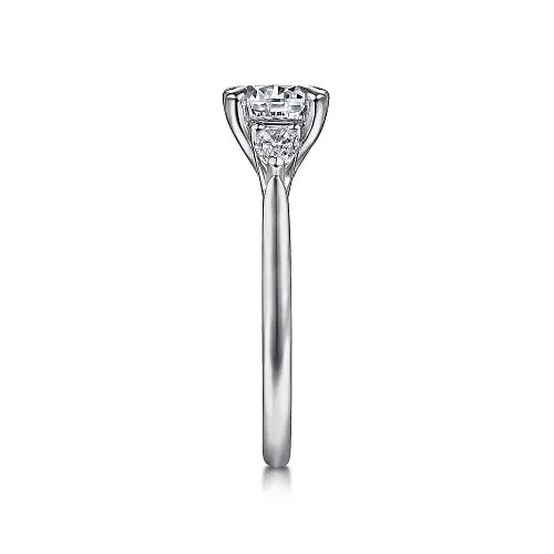 Rings GABRIEL CO Sunday 14K White Gold Round 3 Stone Diamond Engagement Ring Setting Only