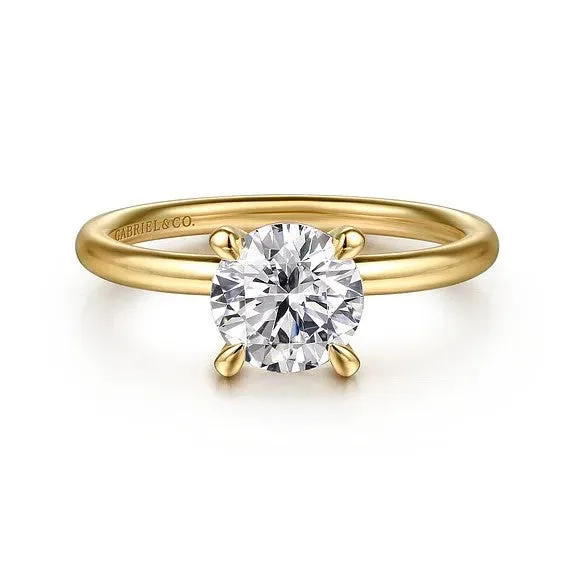 Rings GABRIEL CO Tiana 14K Yellow Gold Round Solitaire Diamond Engagement Ring Setting Only