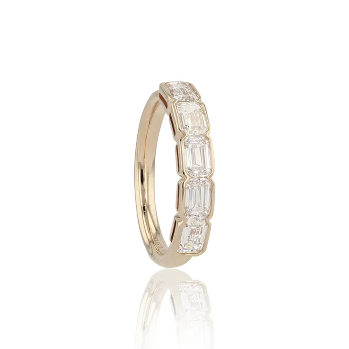 Rings Half Bezel Set 5 Stone Emerald Cut Diamond Ring 150tw Phillips House