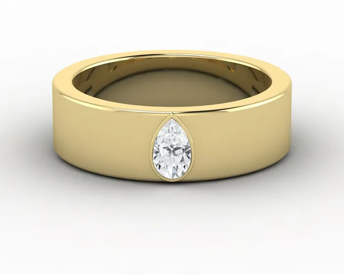 Rings Icarus 6mm Pear Cut Moissanite Mens Wedding Band Sapheena Jewelry