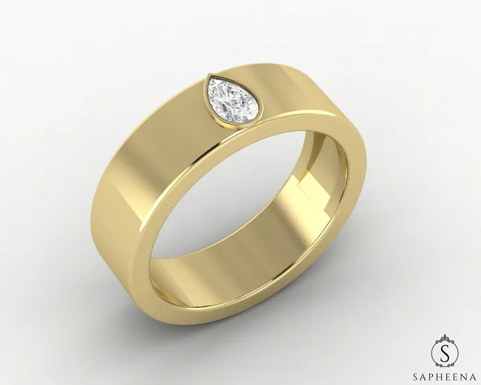 Rings Icarus 6mm Pear Cut Moissanite Mens Wedding Band Sapheena Jewelry