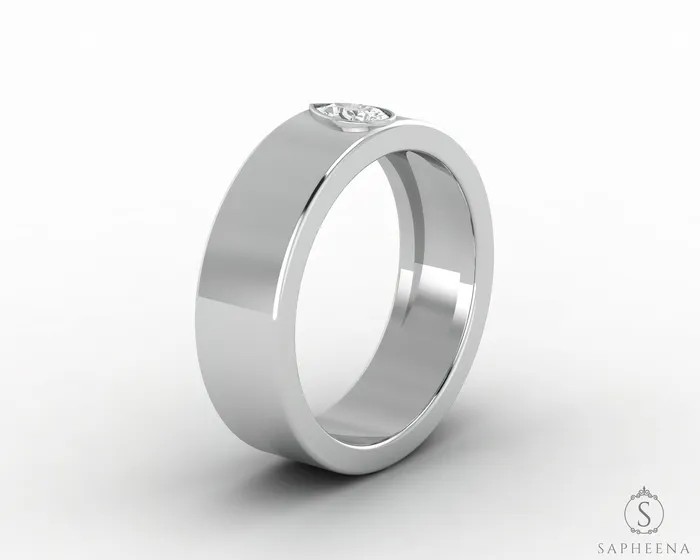 Rings Icarus 6mm Pear Cut Moissanite Mens Wedding Band Sapheena Jewelry
