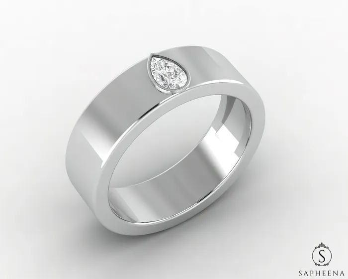 Rings Icarus 6mm Pear Cut Moissanite Mens Wedding Band Sapheena Jewelry