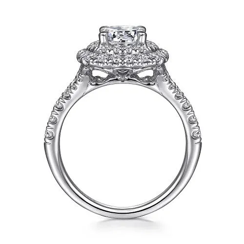 Rings Lexie 14k White Gold Cushion Double Halo Round Diamond Engagement Ring GABRIEL CO Rings Lexie 14k White Gold Cushion Double Halo Round Diamond Engagement Ring GABRIEL CO