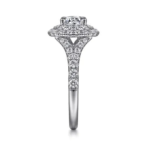 Rings Lexie 14k White Gold Cushion Double Halo Round Diamond Engagement Ring GABRIEL CO Rings Lexie 14k White Gold Cushion Double Halo Round Diamond Engagement Ring GABRIEL CO