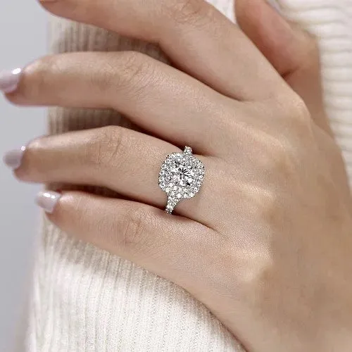Rings Lexie 14k White Gold Cushion Double Halo Round Diamond Engagement Ring GABRIEL CO Rings Lexie 14k White Gold Cushion Double Halo Round Diamond Engagement Ring GABRIEL CO