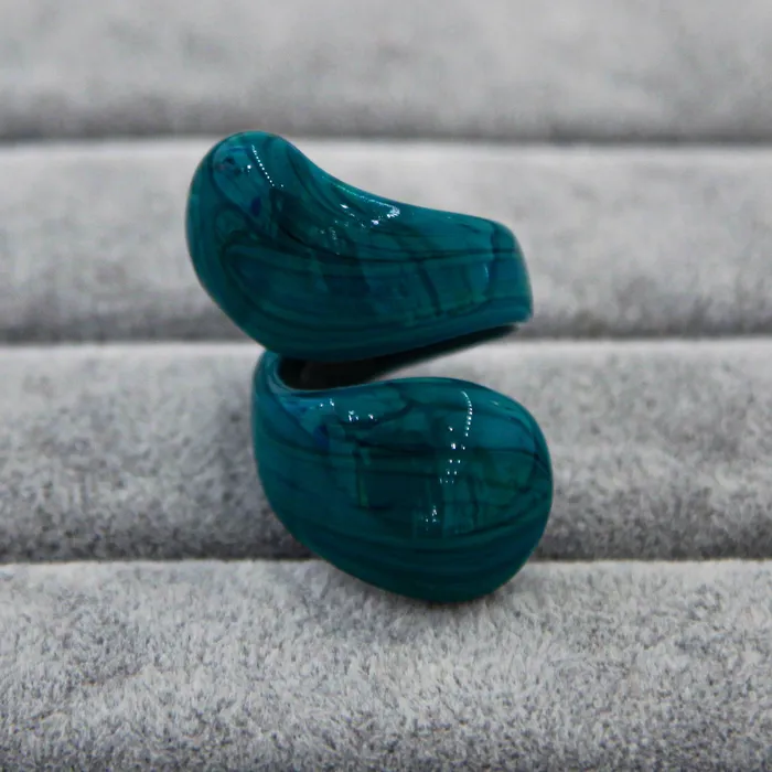 Rings MuranoVItrum Green Ring Handmade Spiral Murano Glass