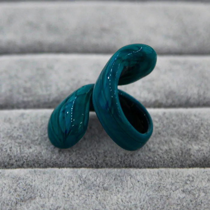 Rings MuranoVItrum Green Ring Handmade Spiral Murano Glass Rings MuranoVItrum Green Ring Handmade Spiral Murano Glass