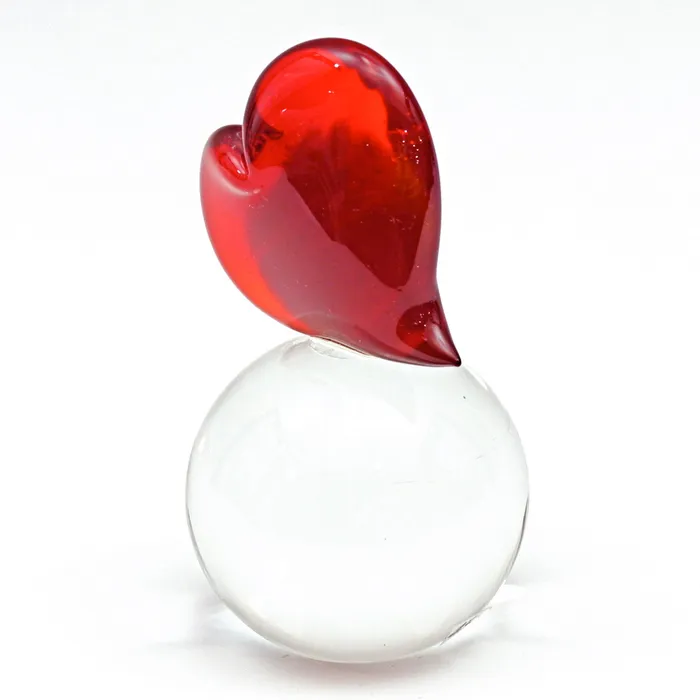 Rings Red Glass Heart on round base MuranoVitrum