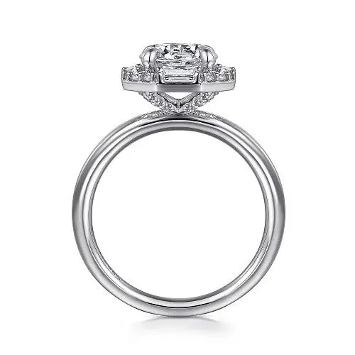 Rings Seina 14K White Gold Round Hidden Halo Diamond Engagement Ring Setting Only GABRIEL CO