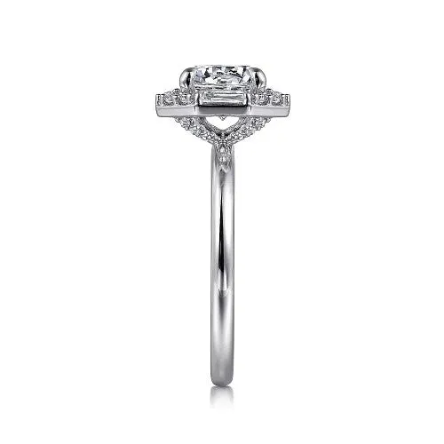 Rings Seina 14K White Gold Round Hidden Halo Diamond Engagement Ring Setting Only GABRIEL CO