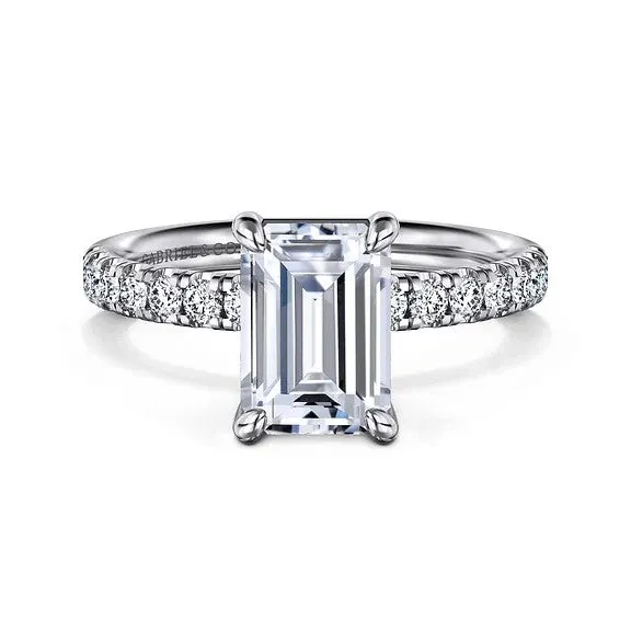 Rings Winslow 14K White Gold Emerald Cut Diamond Engagement Ring Setting Only GABRIEL CO Rings Winslow 14K White Gold Emerald Cut Diamond Engagement Ring Setting Only GABRIEL CO