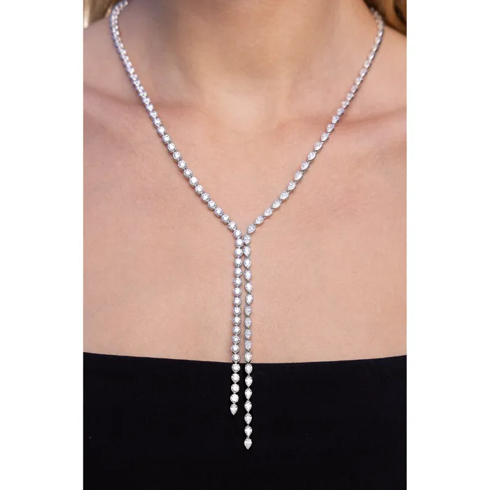 Round Brilliant Pear Shape Diamond Lariat Necklace Rahaminov Diamonds Necklaces