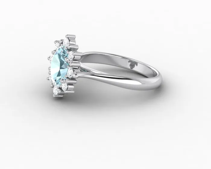 Sapheena Jewelry Rings Bridget 10 Ct Oval Cut Halo Natural Aquamarine Engagement Ring