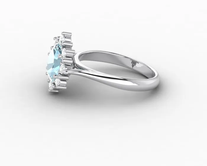 Sapheena Jewelry Rings Bridget 10 Ct Oval Cut Halo Natural Aquamarine Engagement Ring
