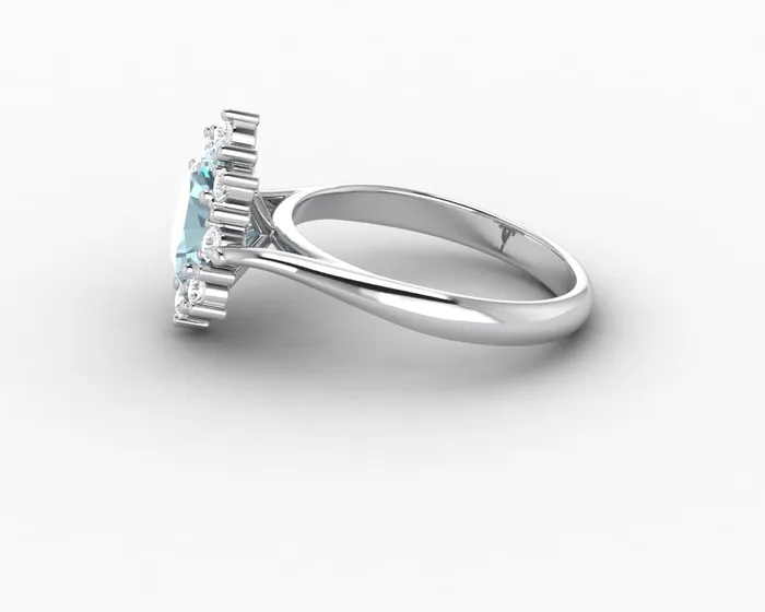 Sapheena Jewelry Rings Bridget 10 Ct Oval Cut Halo Natural Aquamarine Engagement Ring