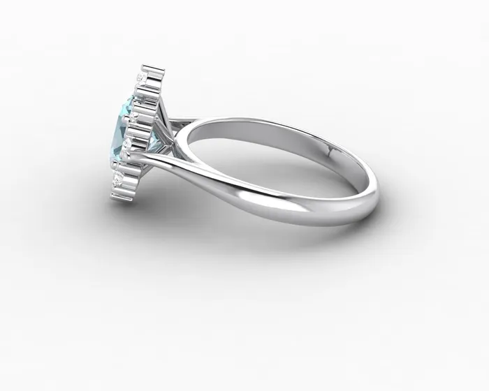 Sapheena Jewelry Rings Bridget 10 Ct Oval Cut Halo Natural Aquamarine Engagement Ring