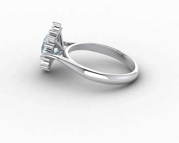 Sapheena Jewelry Rings Bridget 10 Ct Oval Cut Halo Natural Aquamarine Engagement Ring