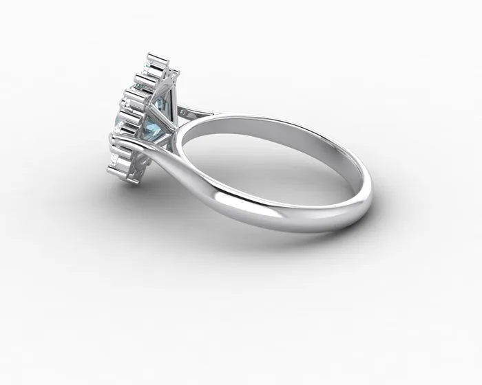 Sapheena Jewelry Rings Bridget 10 Ct Oval Cut Halo Natural Aquamarine Engagement Ring