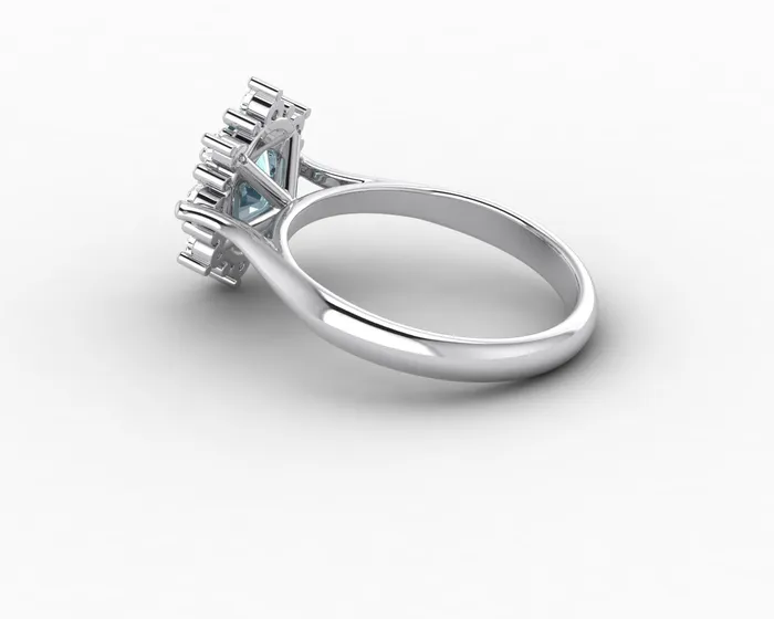 Sapheena Jewelry Rings Bridget 10 Ct Oval Cut Halo Natural Aquamarine Engagement Ring