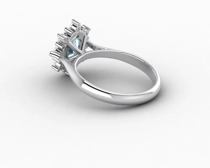 Sapheena Jewelry Rings Bridget 10 Ct Oval Cut Halo Natural Aquamarine Engagement Ring
