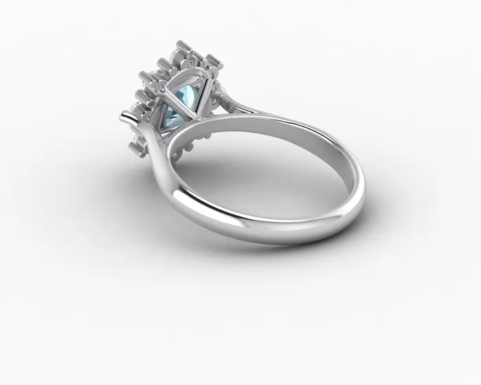 Sapheena Jewelry Rings Bridget 10 Ct Oval Cut Halo Natural Aquamarine Engagement Ring