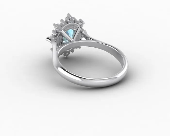 Sapheena Jewelry Rings Bridget 10 Ct Oval Cut Halo Natural Aquamarine Engagement Ring
