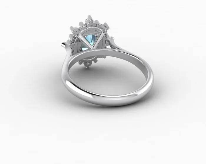 Sapheena Jewelry Rings Bridget 10 Ct Oval Cut Halo Natural Aquamarine Engagement Ring