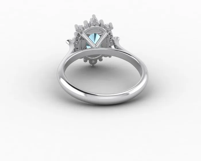 Sapheena Jewelry Rings Bridget 10 Ct Oval Cut Halo Natural Aquamarine Engagement Ring